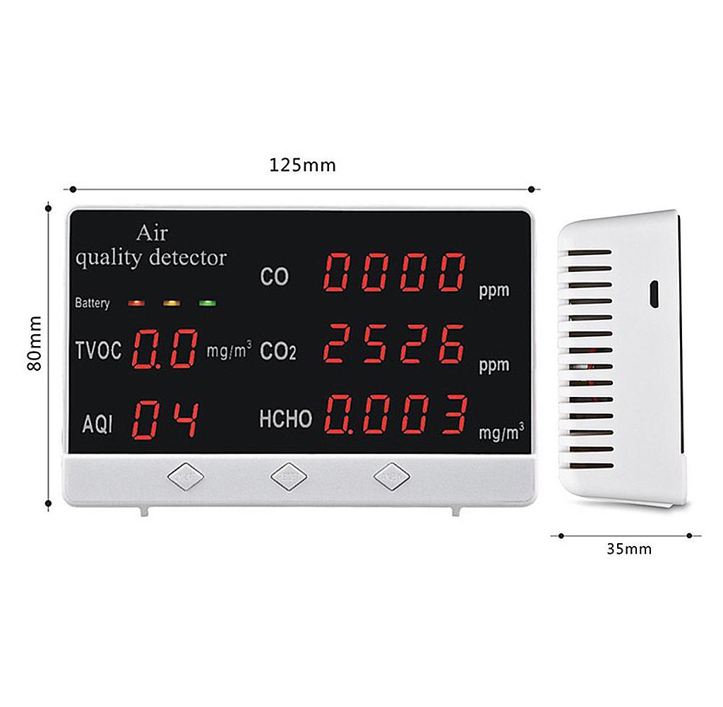 Купить Amtast Анализатор качества воздуха 5 параметров  CO/CO2/HCHO/TVOC/AQI, цена